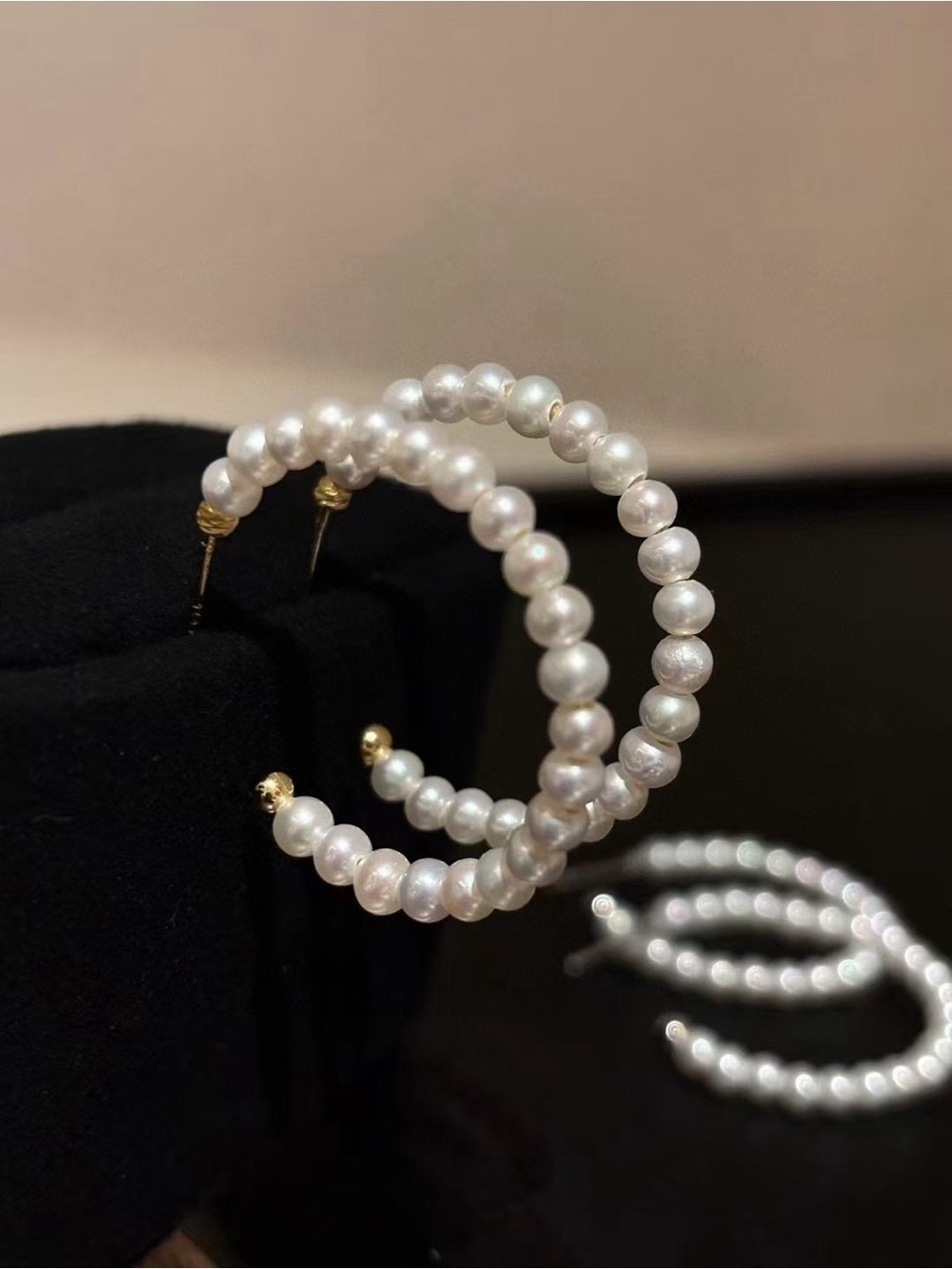 Soft Glow Freshwater Pearl Open Hoop Earrings